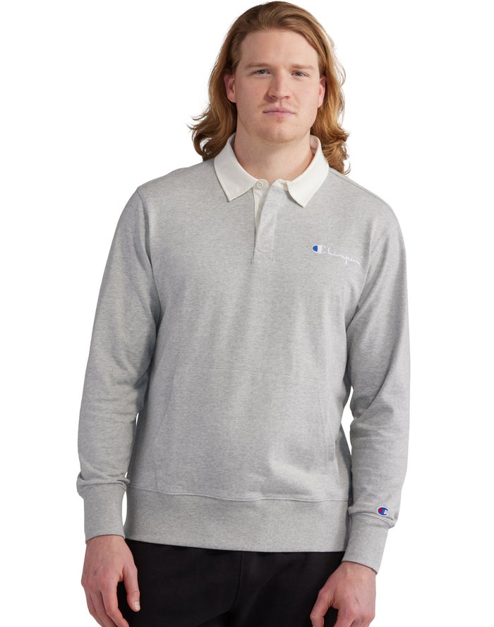 Champion T-Shirt Heren - Grijs - Rugby Shirt With Kanga Pocket ( 493068-RPD )